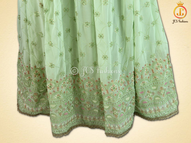 Lightweight Lehenga with embroidery and sequins work in Pastel Green