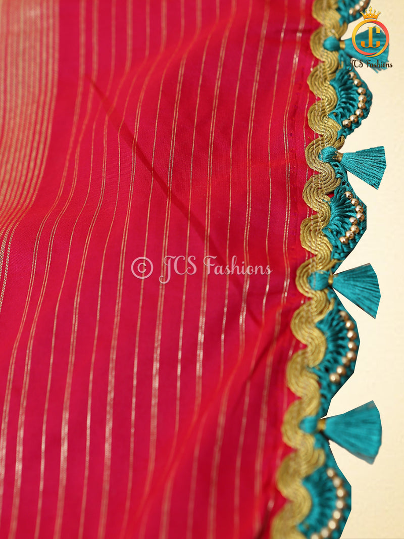 Pure Handloom Moonga Silk Gadwal Pattern Saree With Blouse