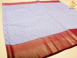 Kanchipuram Blended Silk Saree With fully stitched Blouse, Korvai Border