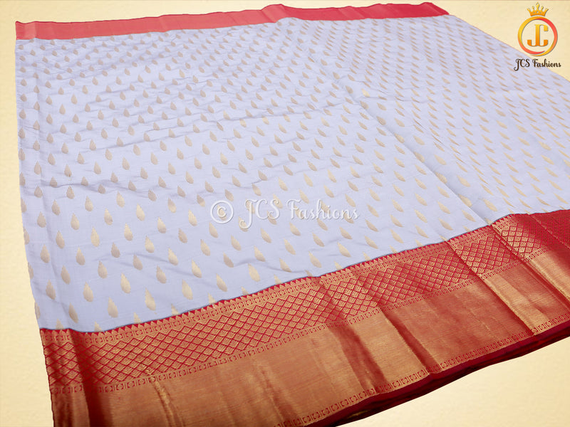 Kanchipuram Blended Silk Saree With fully stitched Blouse, Korvai Border