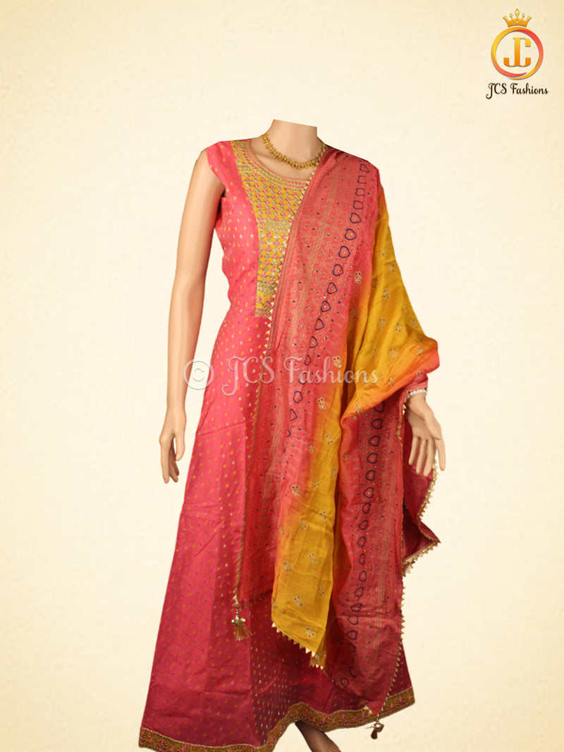 Premium Anarkali Long Gown with Beautiful Dupatta in Pink