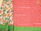 Satin Saree with Pitchwai And Kalamkari Design, Fully stitched blouse