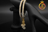 Mild Silver White Colour Stone Bangles With Stone Hanging Balls