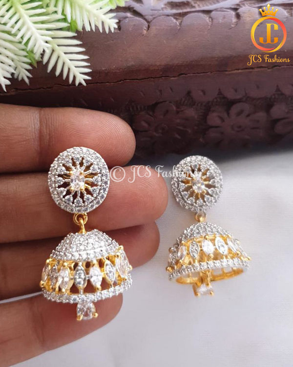 Sparkling Crystal AD Earrings with Secure Push Back
