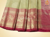 Pure Handloom Banarasi Muslin Silk Saree With fully stitched Blouse