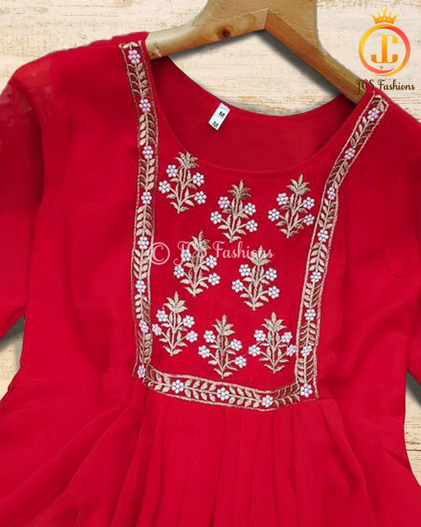 Embroidery Work Anarkali Dress with Bottom and Dupatta.