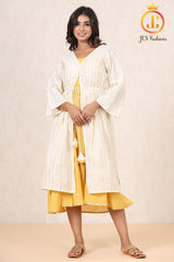 Women Double Layered Lurex Cotton Dress