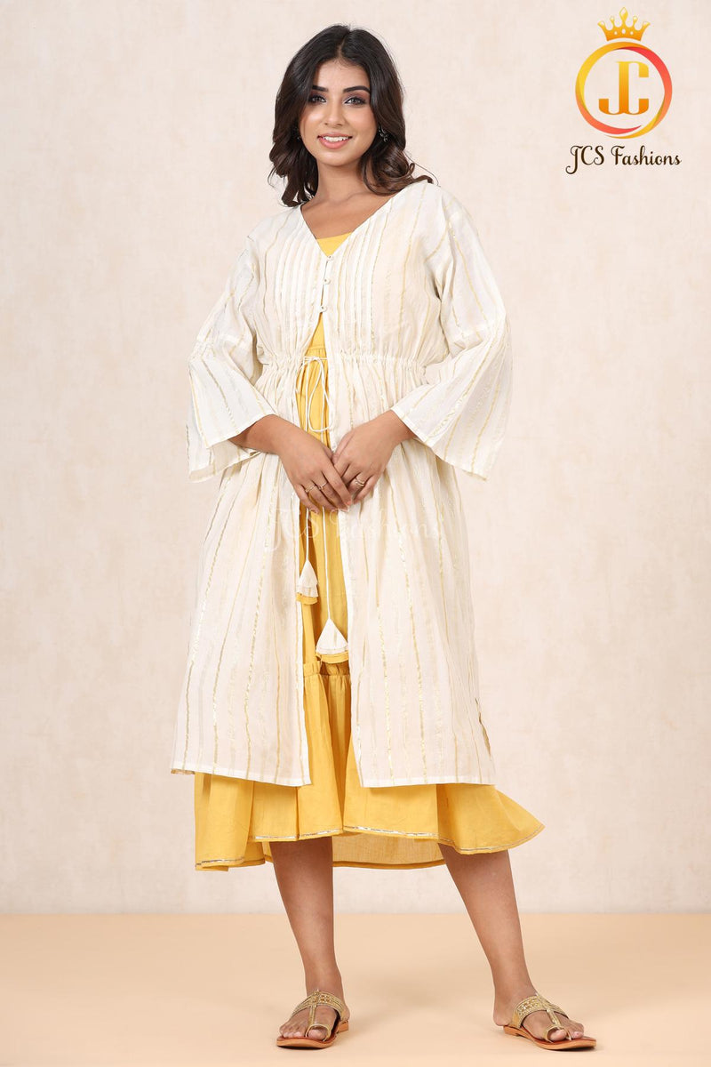 Women Double Layered Lurex Cotton Dress