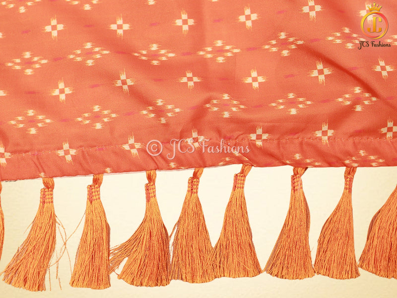 Fine Satin Material Saree With Pitchwai And Kalamkari Design