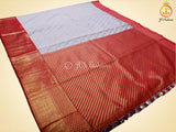 Kanchipuram Blended Silk Saree With fully stitched Blouse, Korvai Border