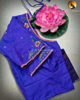 Aari embroidered work butter silk blouses for women