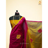 Exquisite Applique Work Handloom Saree With Running Blouse Piece