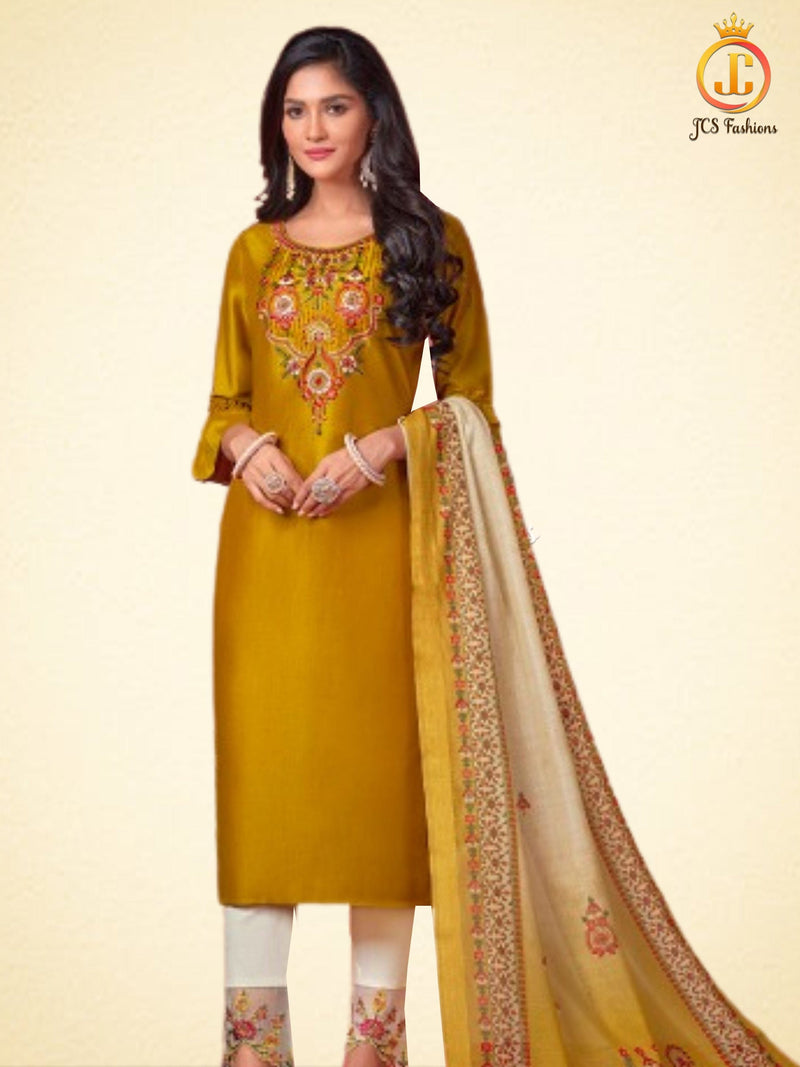 Indian Kurti Set | Bemberg Silk Top | LYCRA Pant | Dupatta