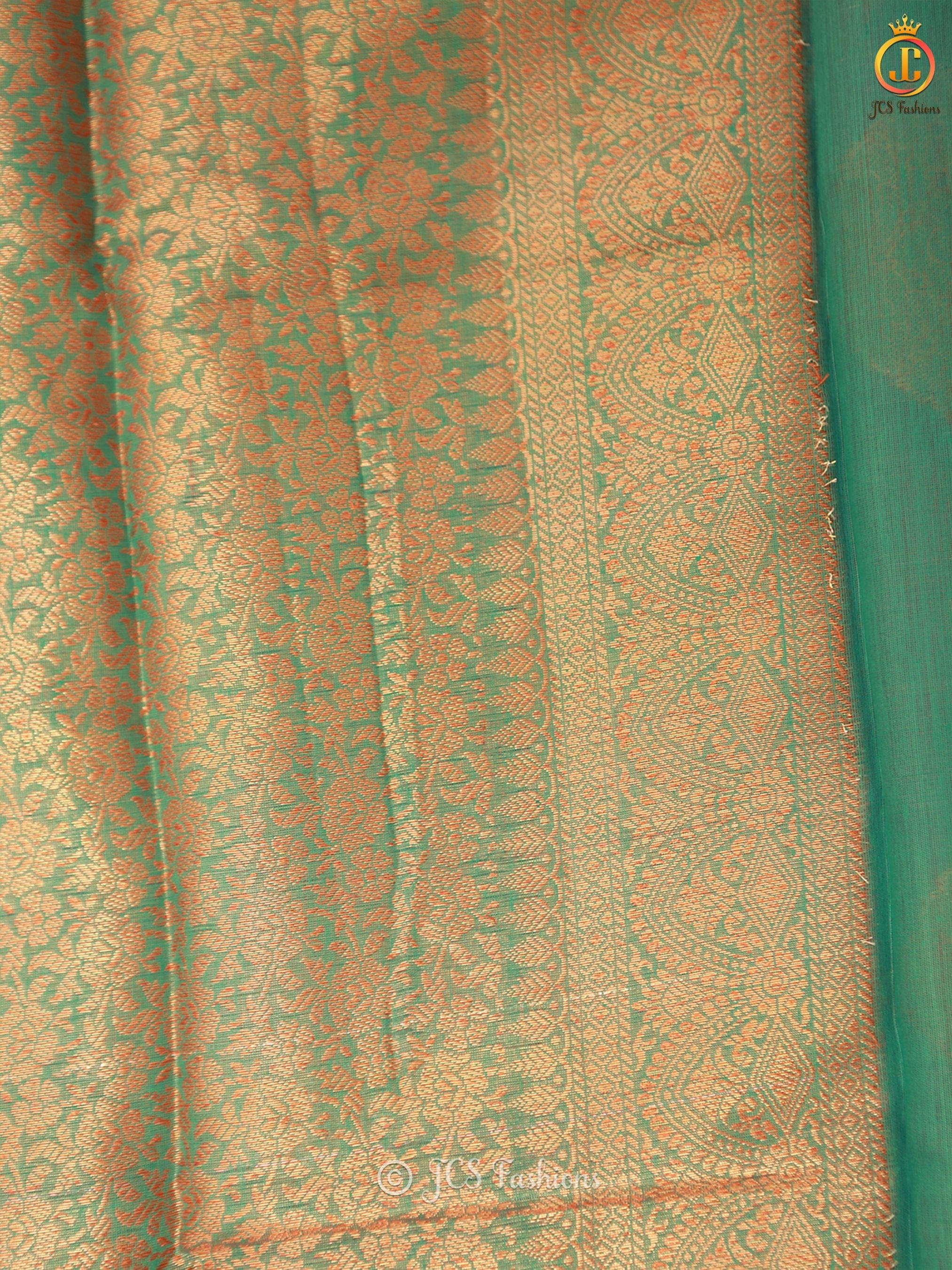 Indian Traditional Soft Silk Cotton Saree With Brocade Blouse SAREE JCS Fashions