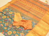 Soft Silk Saree With Blouse, Allover Kalamkari Design.
