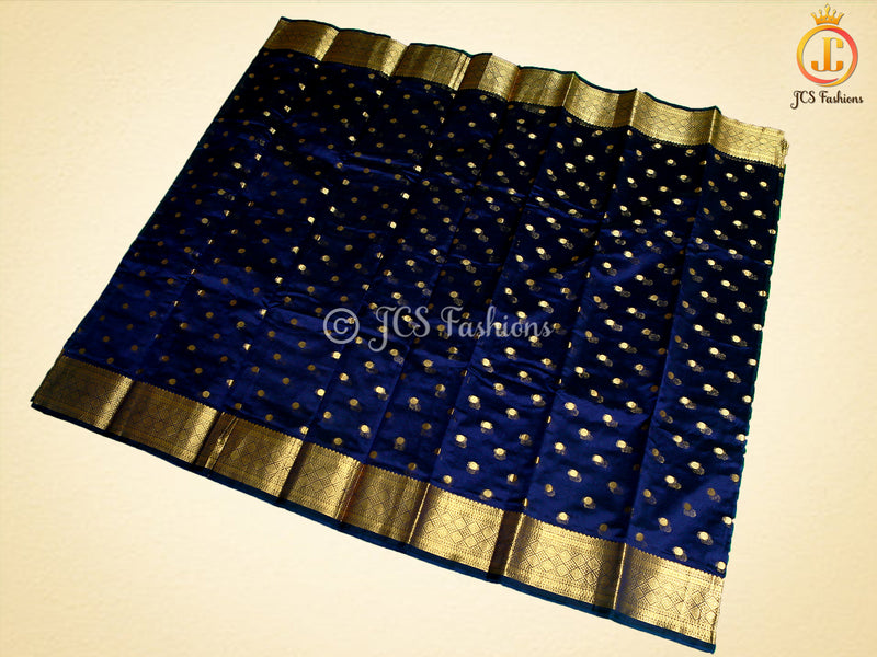 Raw Silk Saree With Fully Stitched Blouse, 1000 Coin-Inspired Design Weaving Buttas
