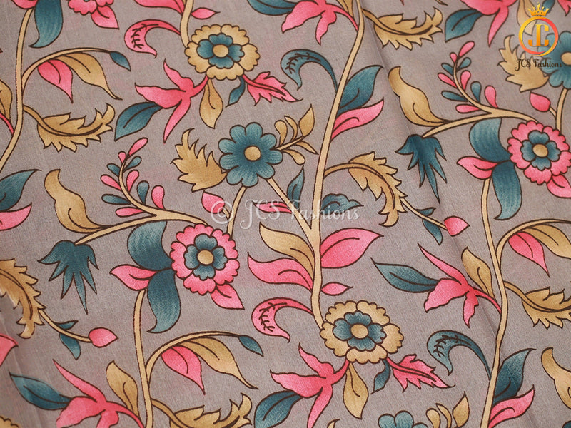 Traditional Kanchi Weaving Border Kalamkari Soft Silk Saree