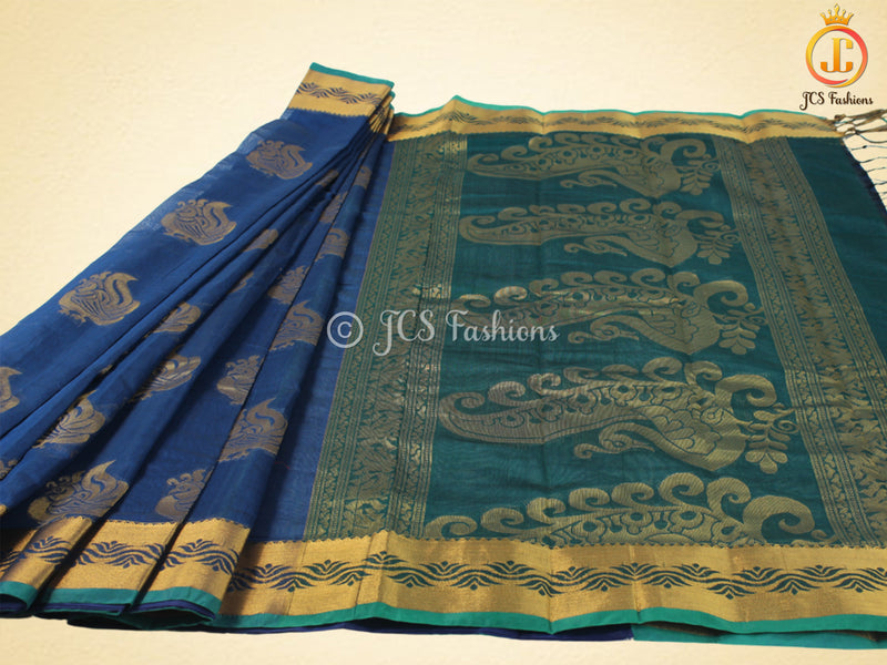 Indian Traditional Silk Cotton Saree with stitched blouse For women