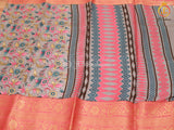 Traditional Kanchi Weaving Border Kalamkari Soft Silk Saree