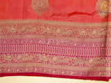 Banarasi Katan Silk Saree With Long Border And Beautiful Pattern Blouse