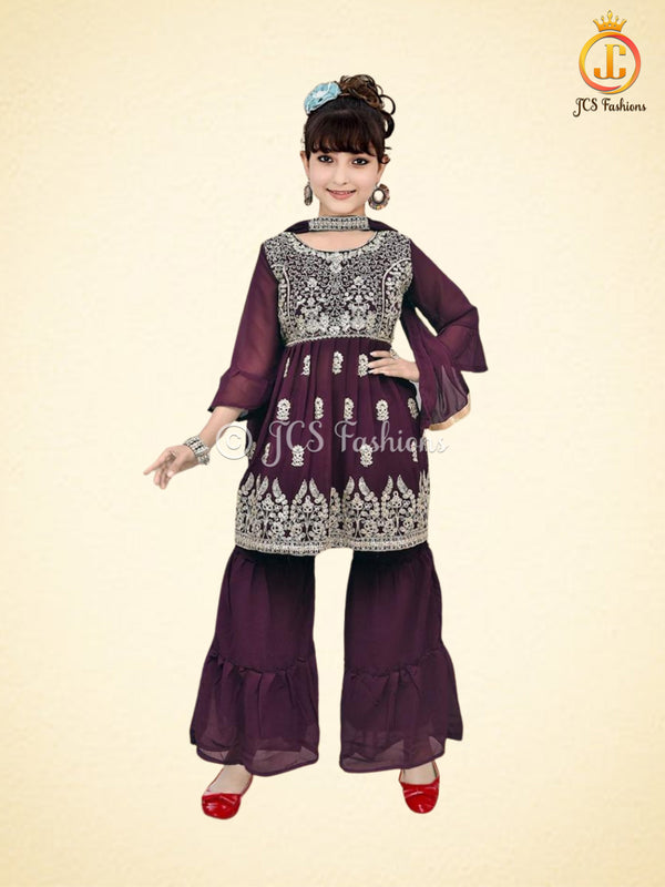 Girls Garara Suite with Embroidery and Stone Work
