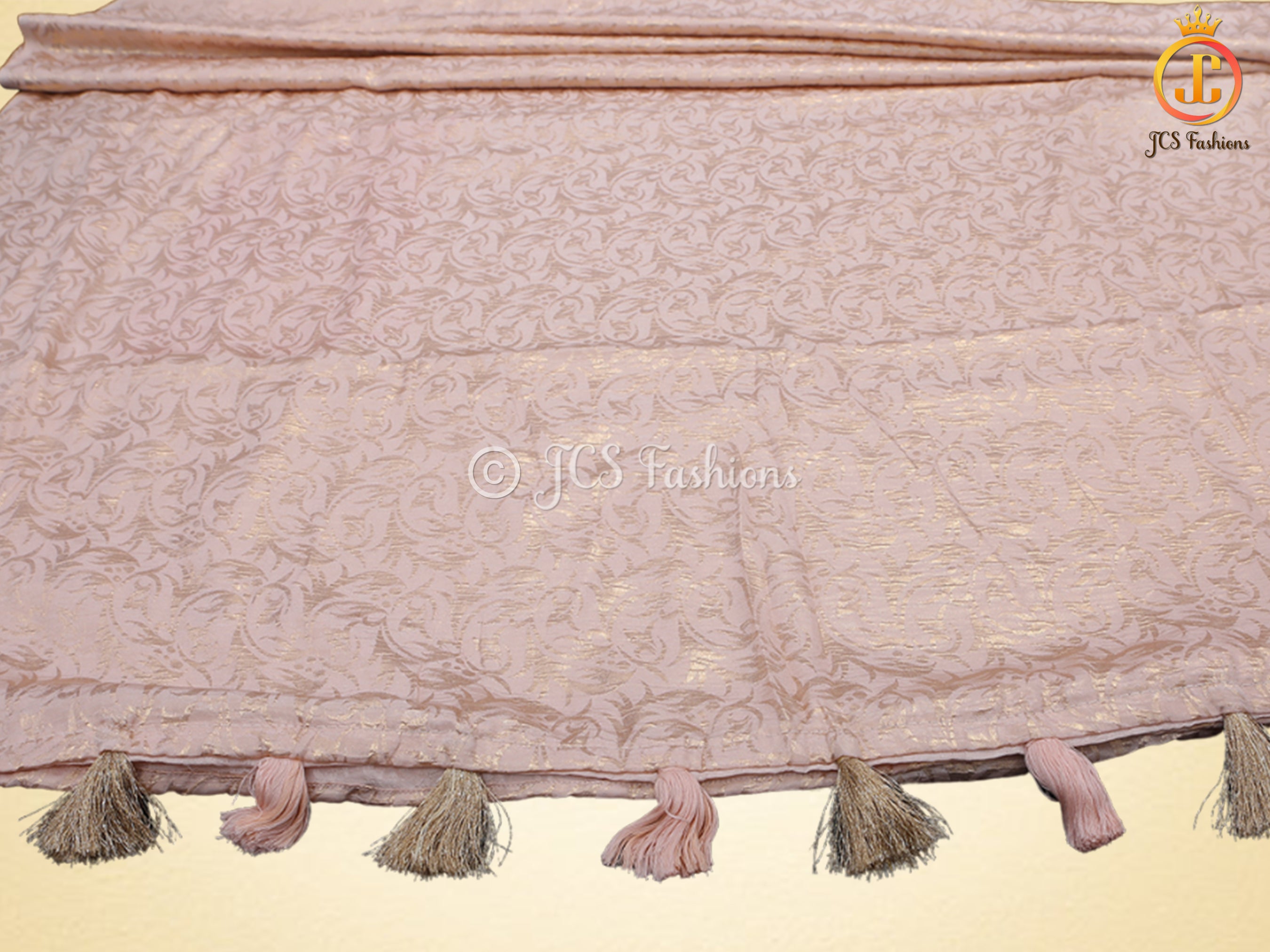 Retro-Type Peach Banarasi Crape Soft Silk Saree With Blouse SAREE JCS Fashions