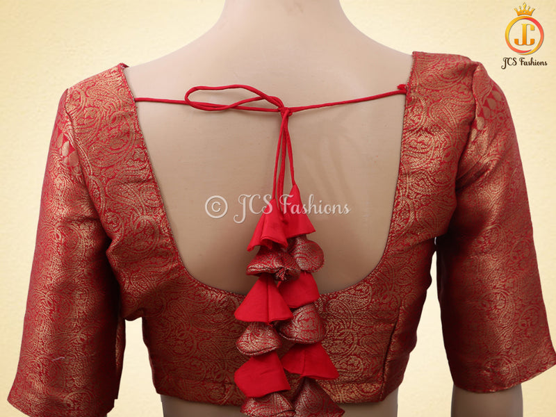 Banarasi Weaving Red Semi Soft Silk Saree With Brocade Blouse