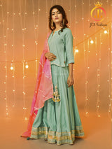 Indian Ethnic Sea green lehenga set. Wedding Dress. Environment Friendly