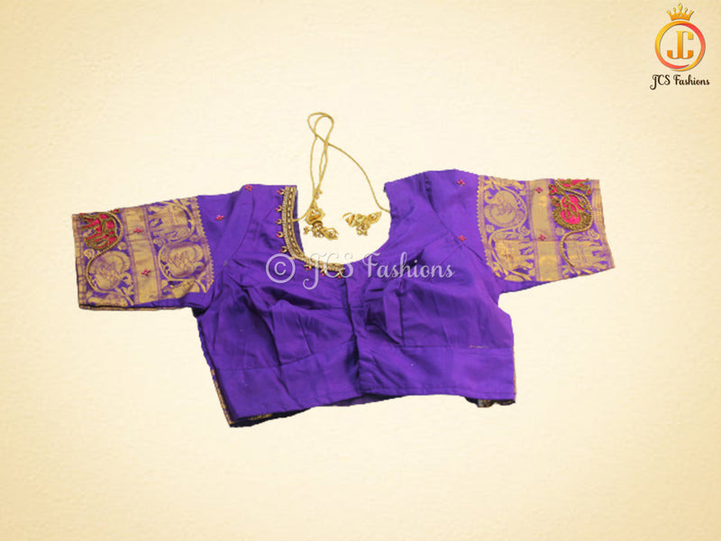 Kanchi Handloom Pattu Silk Saree With Fully Stitched Blouse