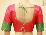 Satin Saree with Pitchwai And Kalamkari Design, Fully stitched blouse
