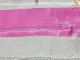 Tissue Saree With Lace Work Blouse, Elegant Silver Weaving