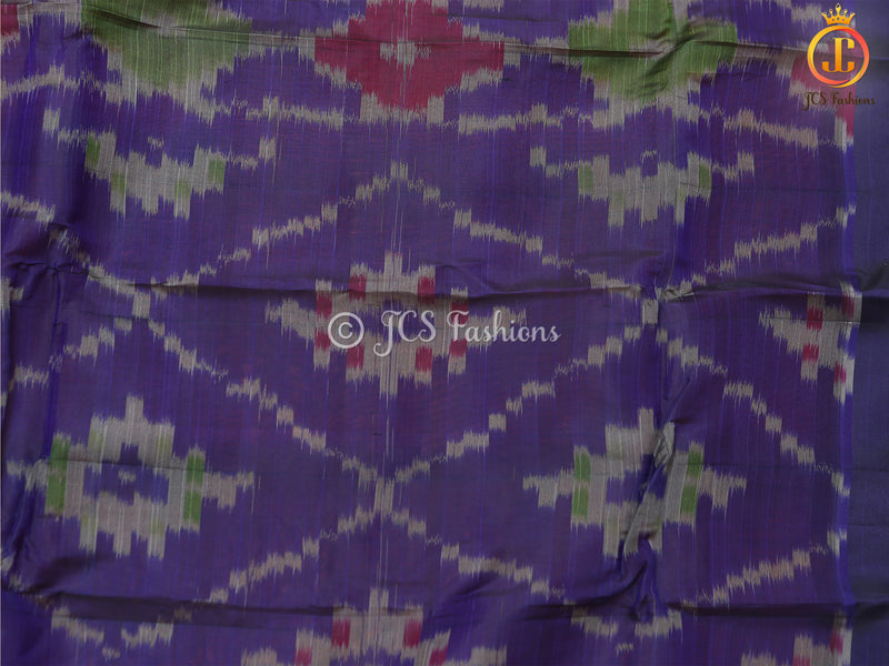 Soft Silk Pochampalli Saree With Contrast Pallu And Contrast Blouse