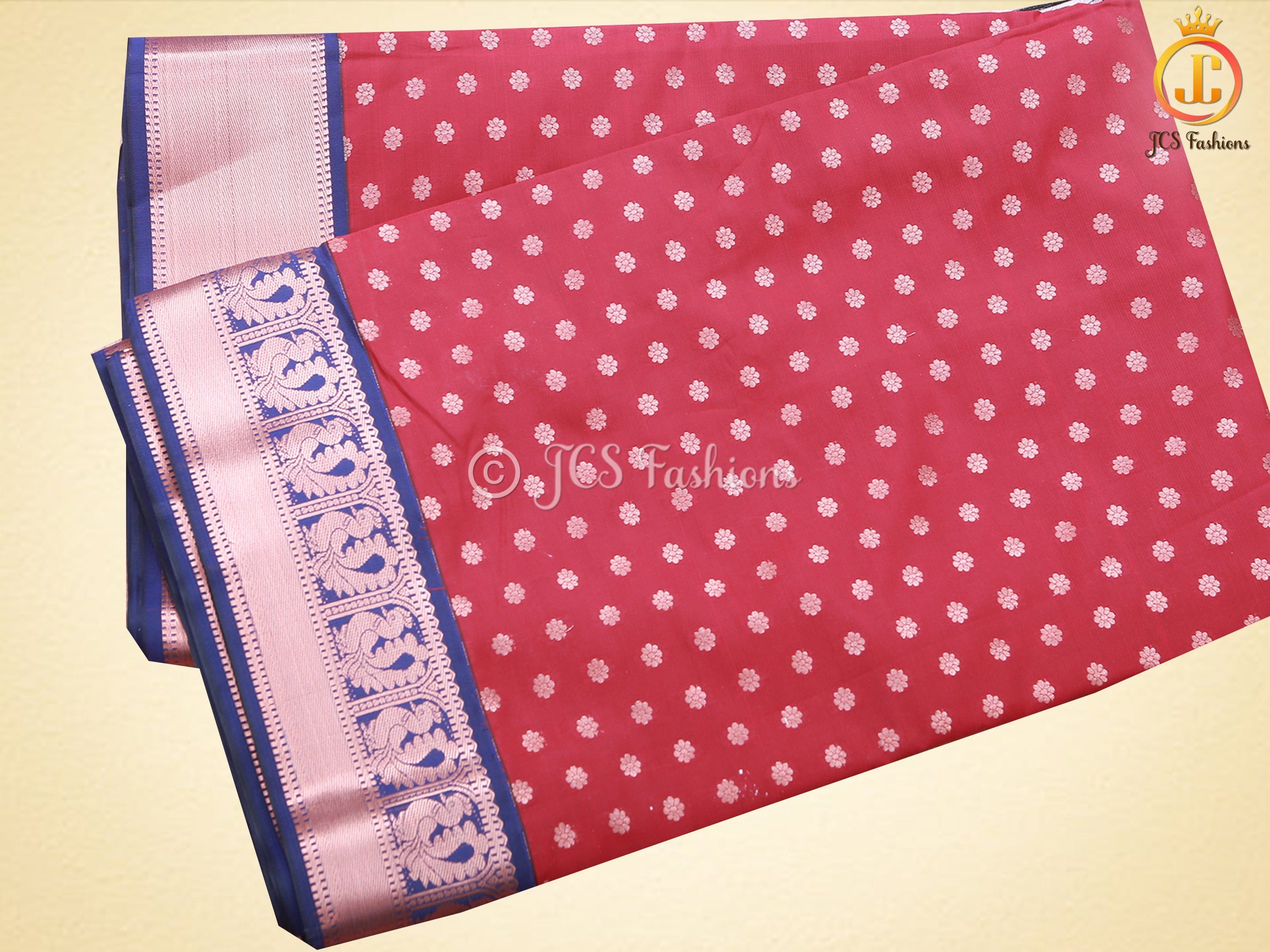 Korvai Buttas Semi-Silk Fabric Saree With Maggam Work Blouse SAREE JCS Fashions