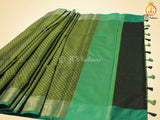 Olive green Kora Muslin Saree with ready to wear designer Blouse