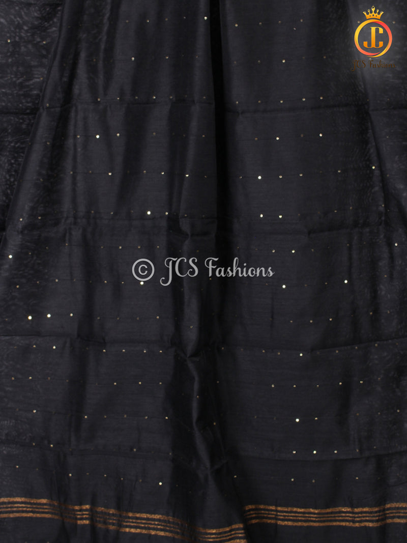 Sequence Work Box Zari Design Cotton Silk Saree With Running Blouse