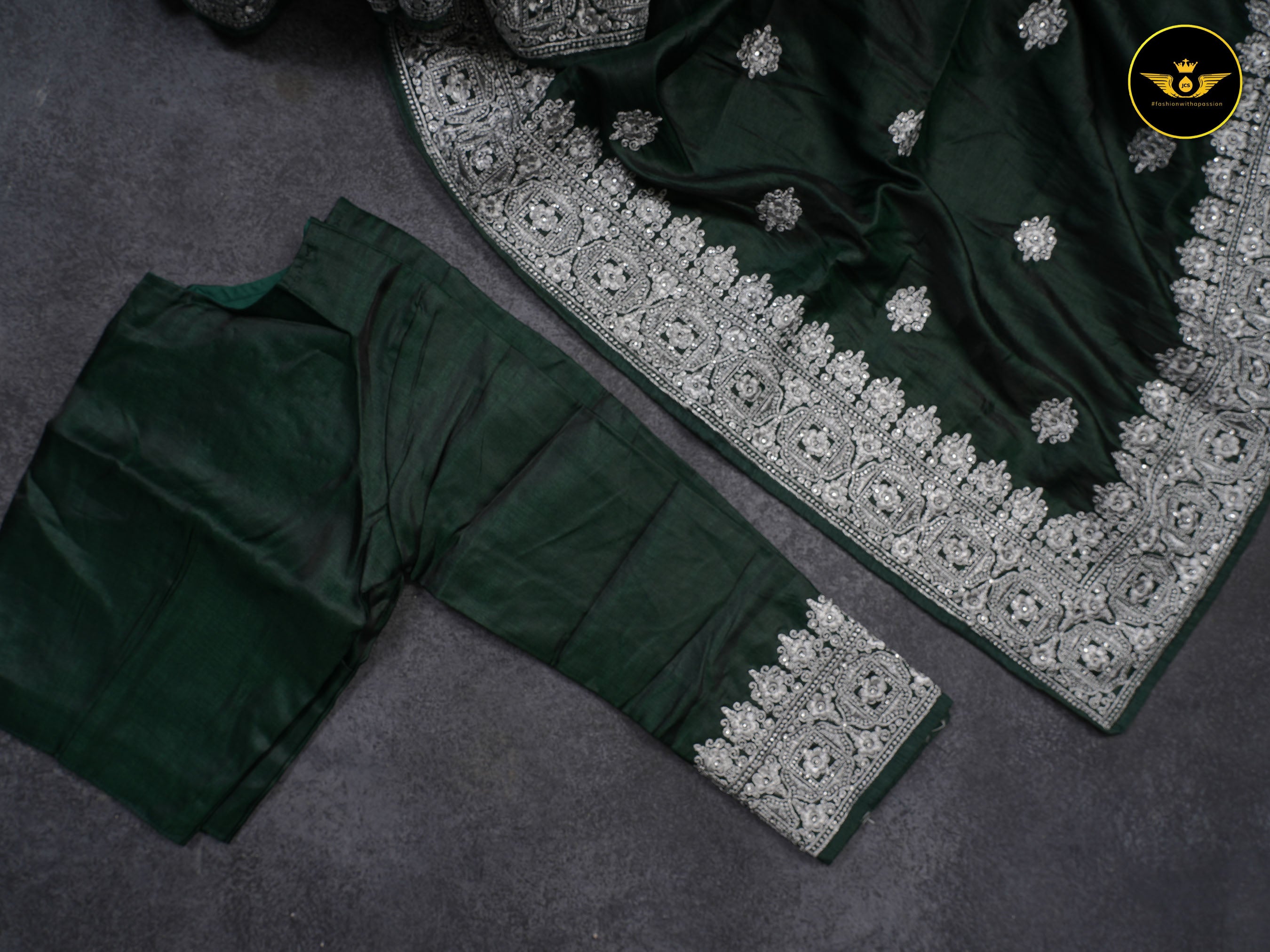 Heavy Tussar Silk Saree With Silver Jari Embroidery And Stone Work SAREE JCS Fashions