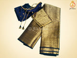 Raw Silk Saree With Fully Stitched Blouse, 1000 Coin-Inspired Design Weaving Buttas