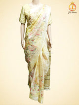 Soft Organza Saree With embroidery and zari work, Fully stitched blouse,