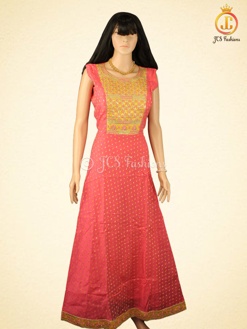 Premium Anarkali Long Gown with Beautiful Dupatta in Pink