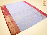 Kanchipuram Blended Silk Saree With fully stitched Blouse, Korvai Border