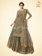Salwar Kameez With Skirt.Beautiful Designer Party Wear in Pastel Green