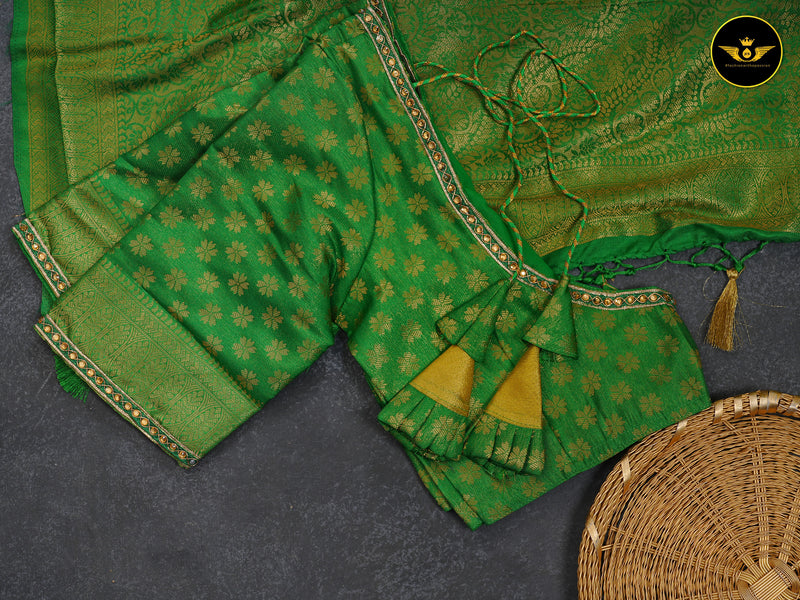FABULOUS SOFT SILK FABRIC SAREE WITH JARI WEAVING AND CONTRAST BORDER