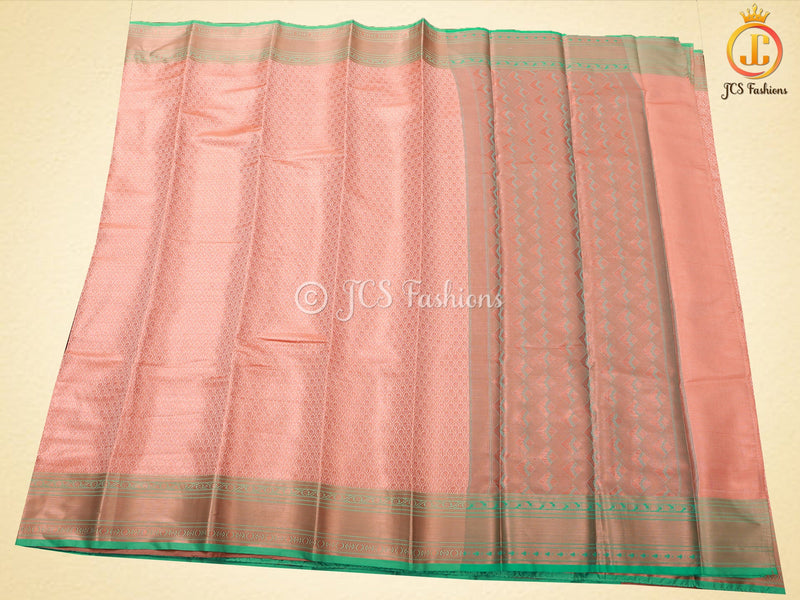 Copper Zari Border Semi-Soft Silk Saree With Blouse