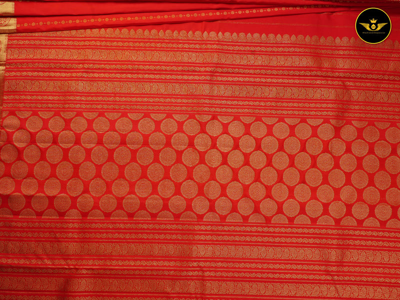 Pure Kanchipuram Saree: Gold and Copper Zari Butties and Fully Stitched Blouse