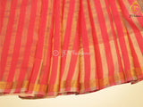 Gorgeous Gold Stripe Saree With Golden Tissue Zari Blouse