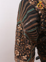 Sabyasachi Style Copper Jari Beautiful Heavy Embroidery Work Blouse - Size 42