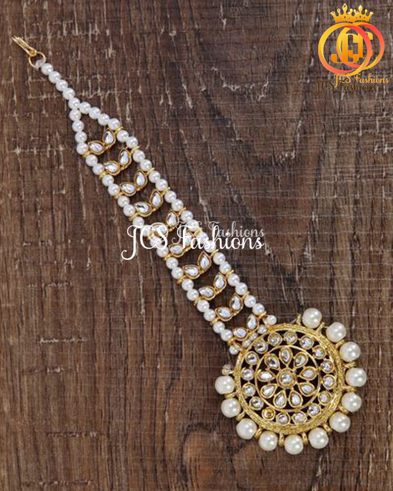 Indian Style Beautiful Pearl Chaand Tika For Women