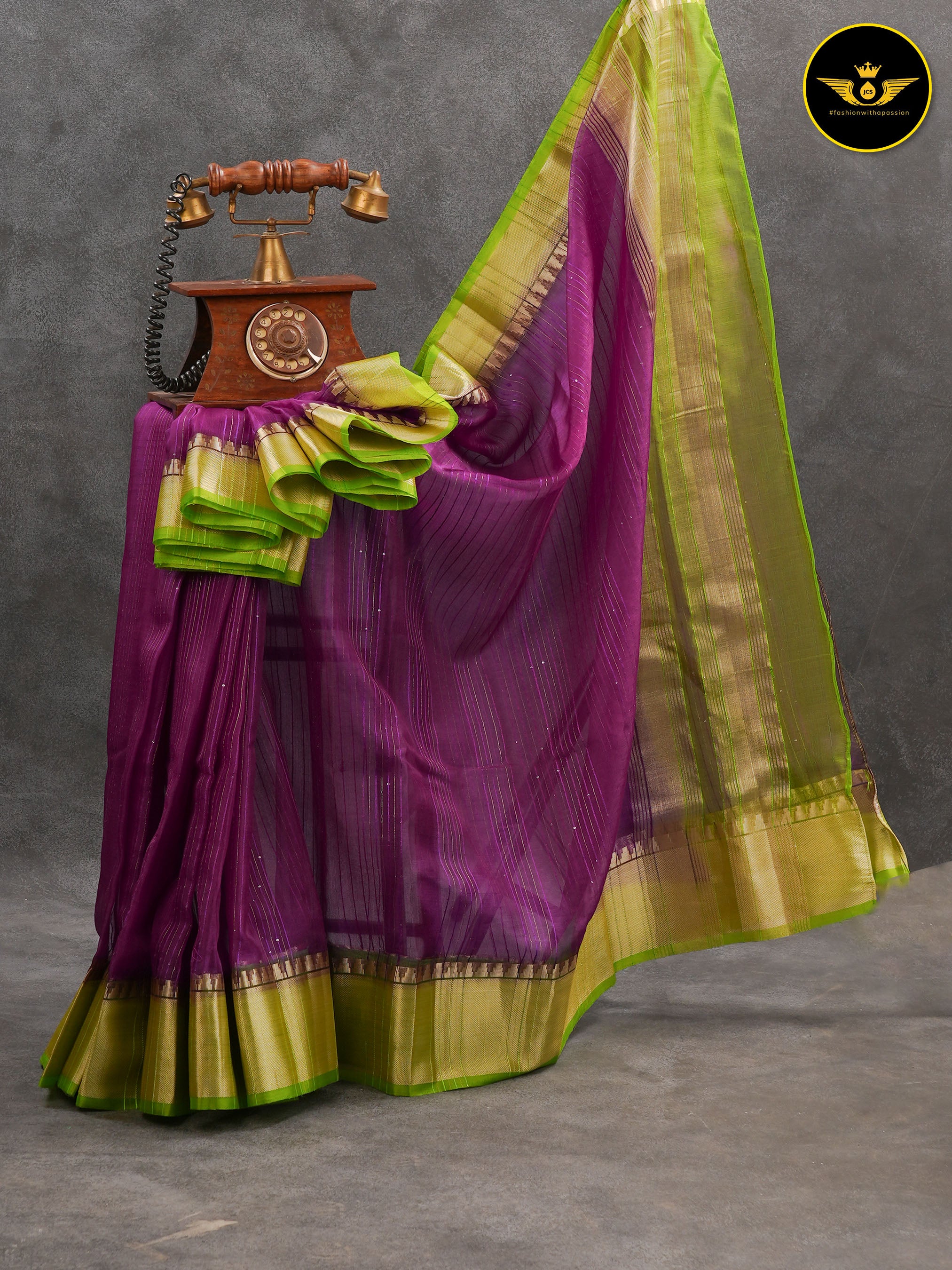 Soft And Lightweight Khadi Kora Saree With Contrast Blouse SAREE JCS Fashions