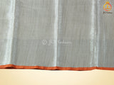 Tissue Saree With Lace Work Blouse, Elegant Silver Weaving
