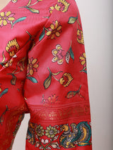 Kalamkari And Floral Design Saree With ready to wear Blouse